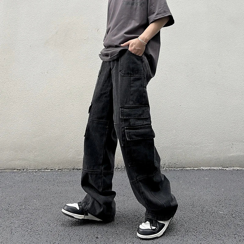 American Retro Multi Pocket Vintage Jeans for Men