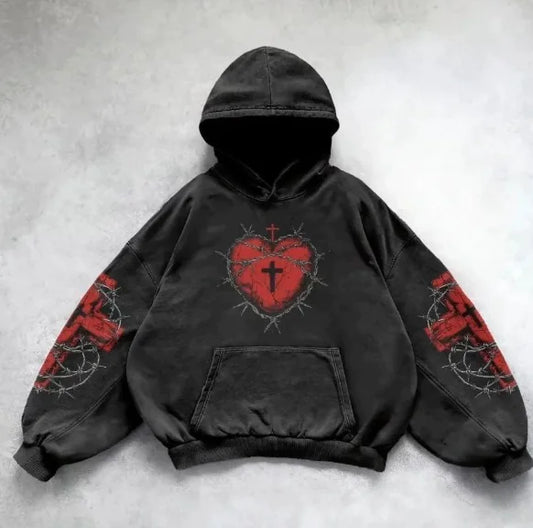 Vintage Skull Print Hoodie